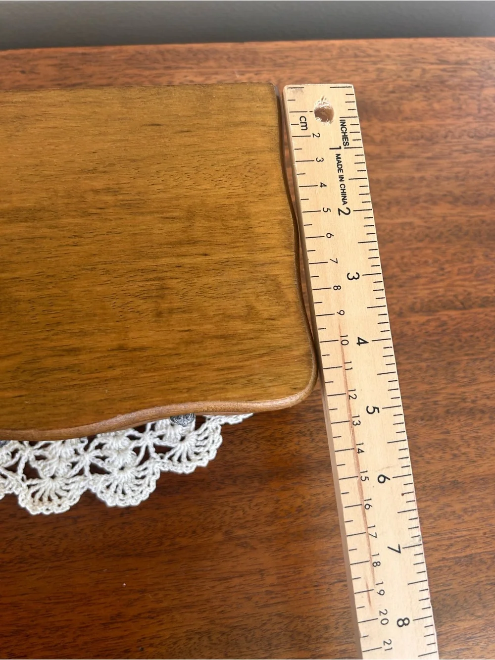VTG Wooden Dresser Jewelry Box Drawer Hinged Lid Mirror Gold Velvet Interior